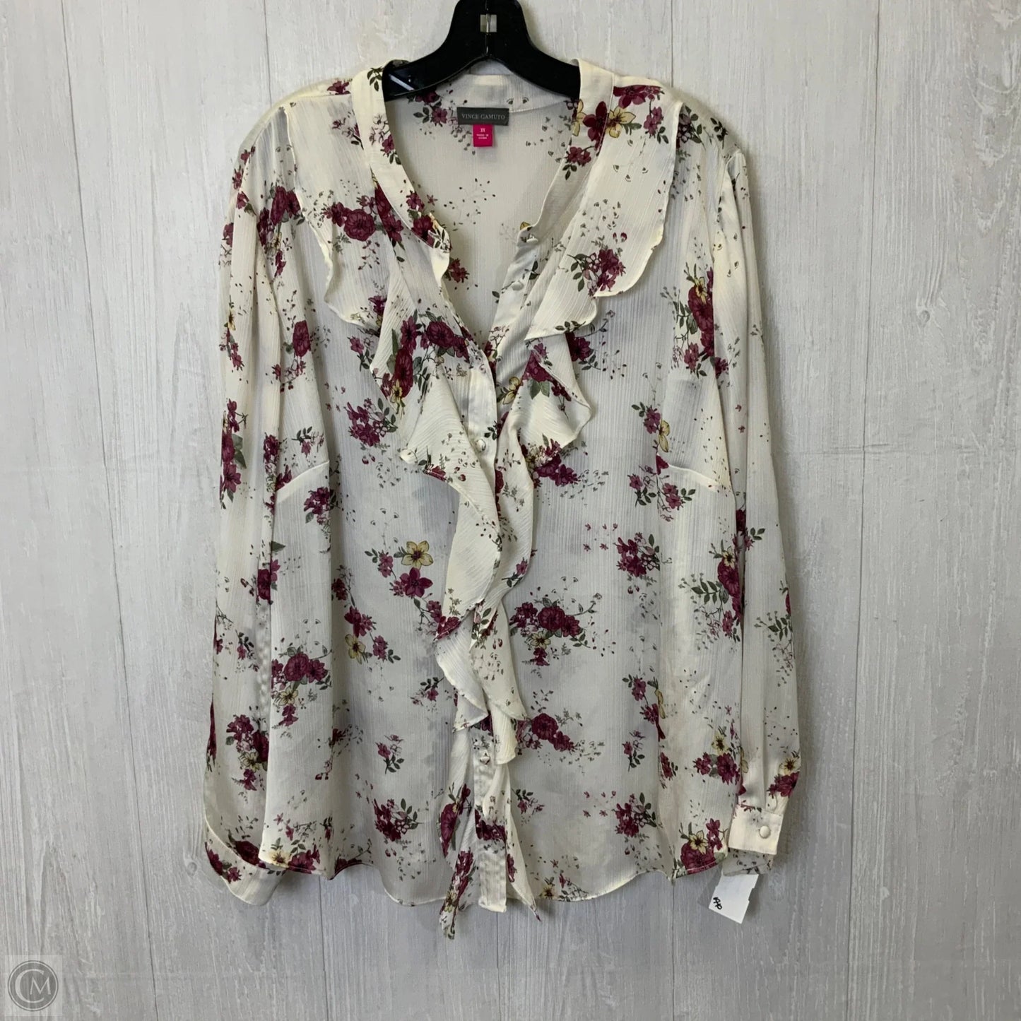 Top Long Sleeve By Vince Camuto In Floral Print, Size: 3x