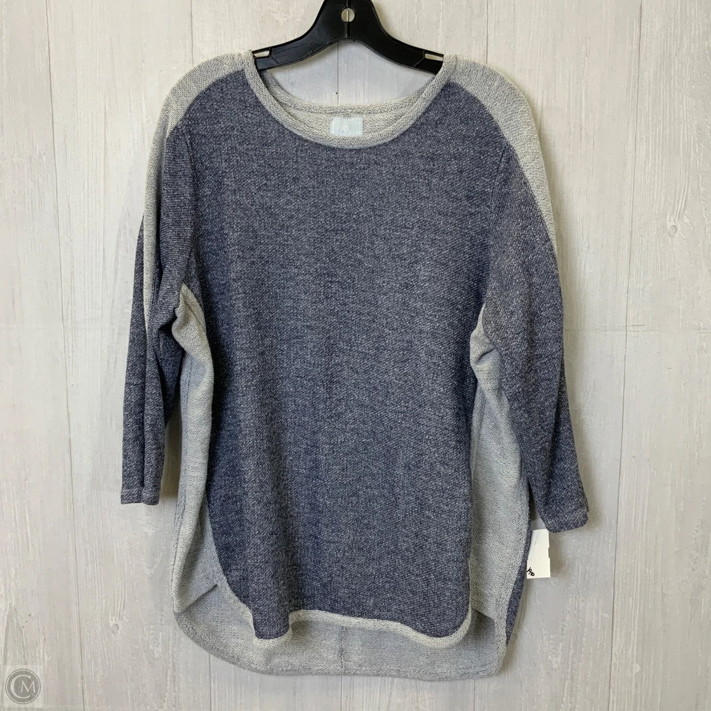 Top 3/4 Sleeve By Sunday In Blue & Grey, Size: 1x