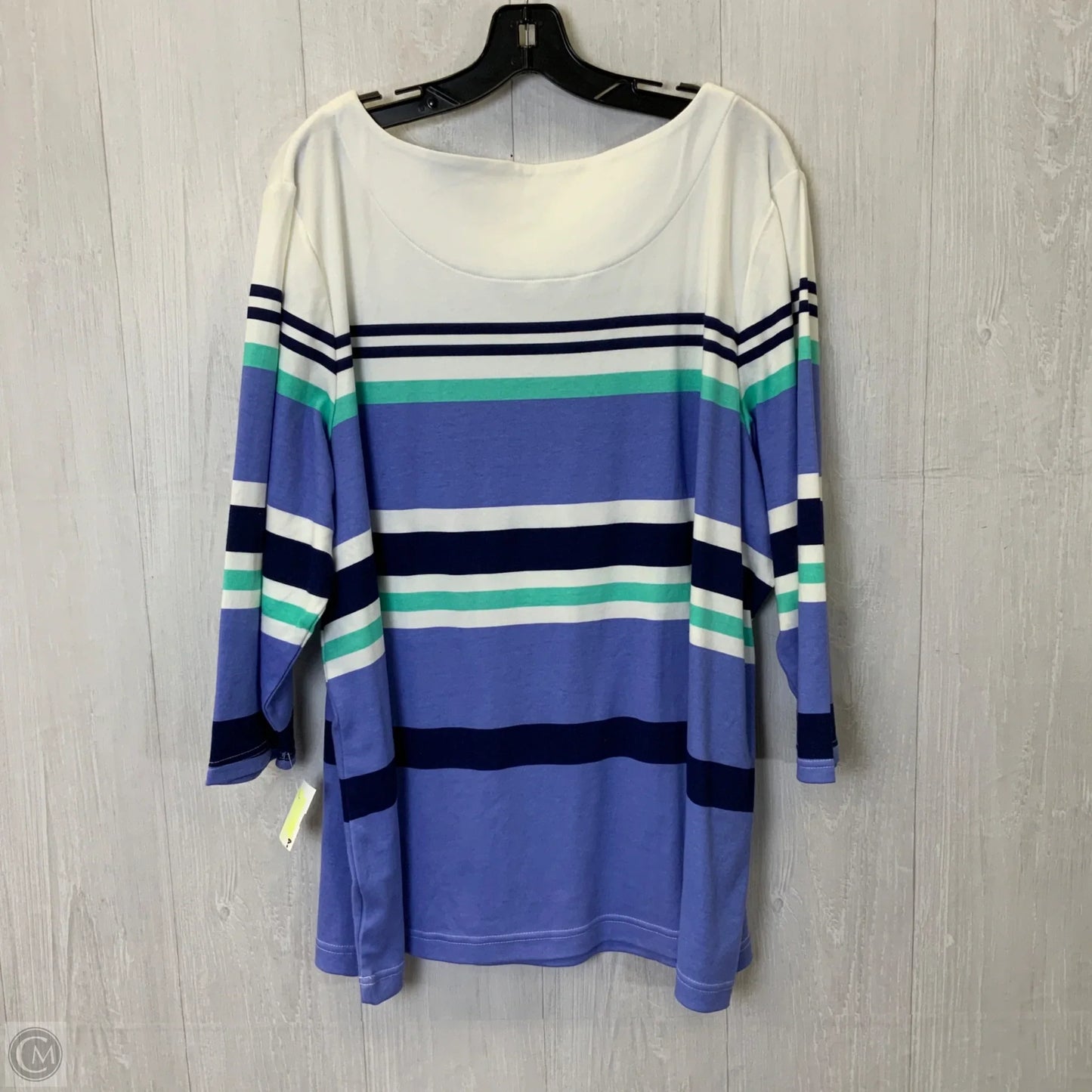 Top 3/4 Sleeve By Croft And Barrow In Striped Pattern, Size: 3x