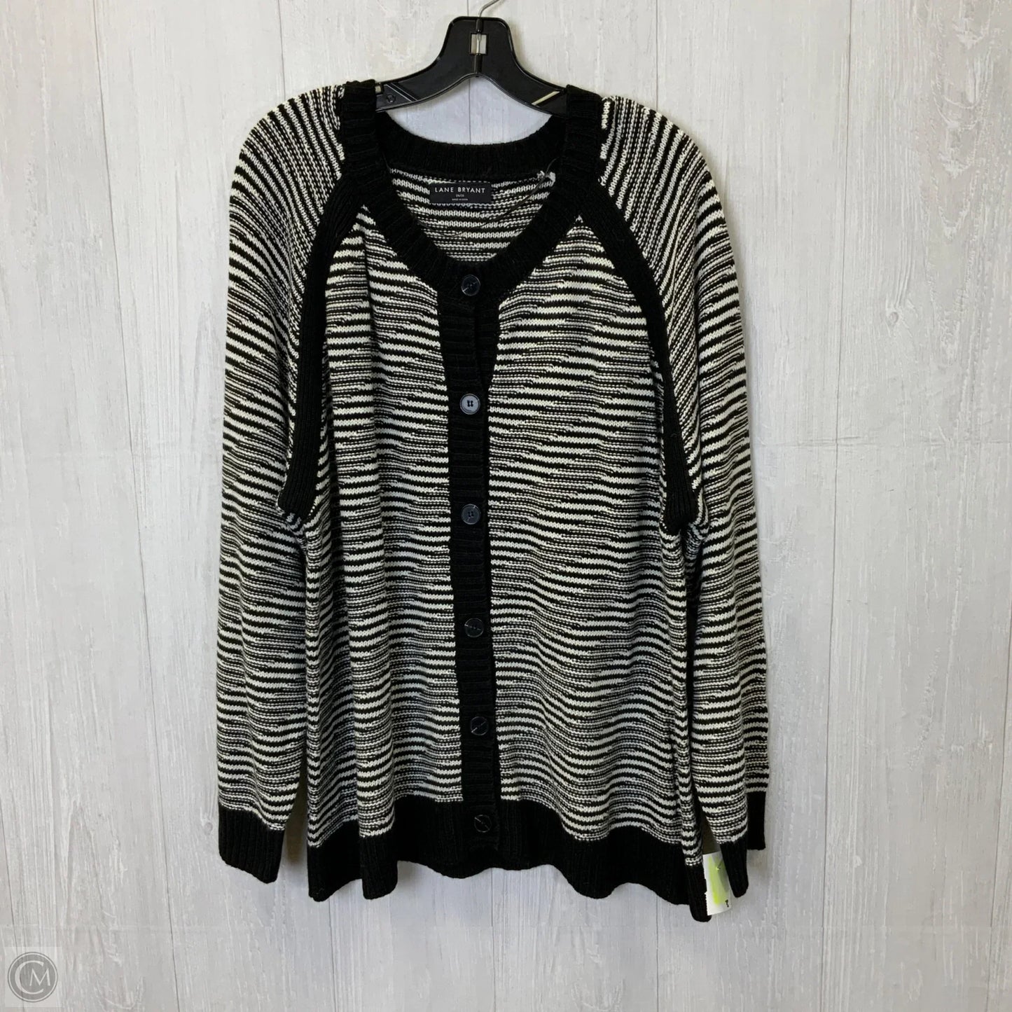 Sweater Cardigan By Lane Bryant In Black & White, Size: 4x