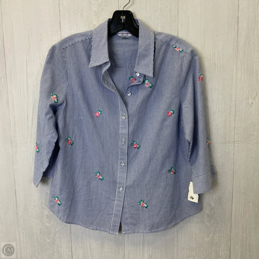 Top 3/4 Sleeve By Allison Daley In Blue, Size: Mp