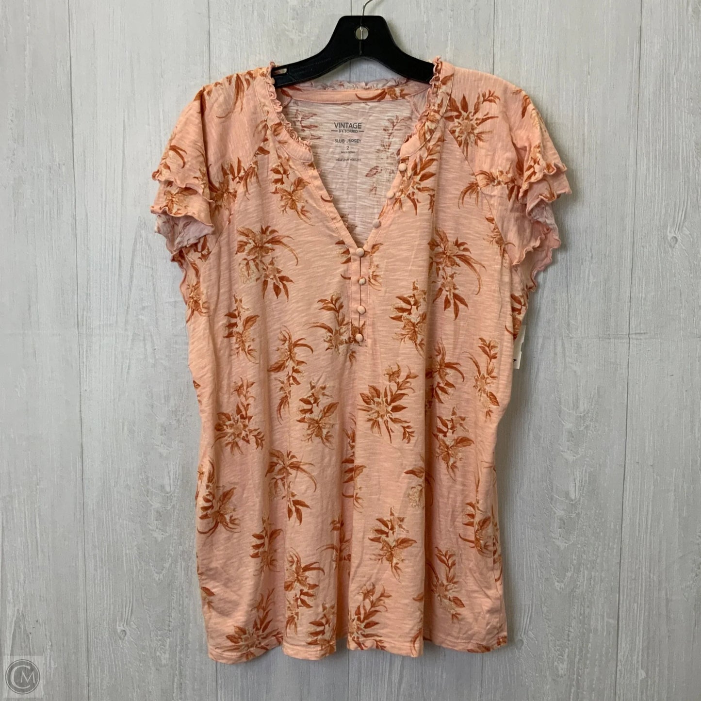 Top Short Sleeve By Torrid In Orange & Pink, Size: 3x