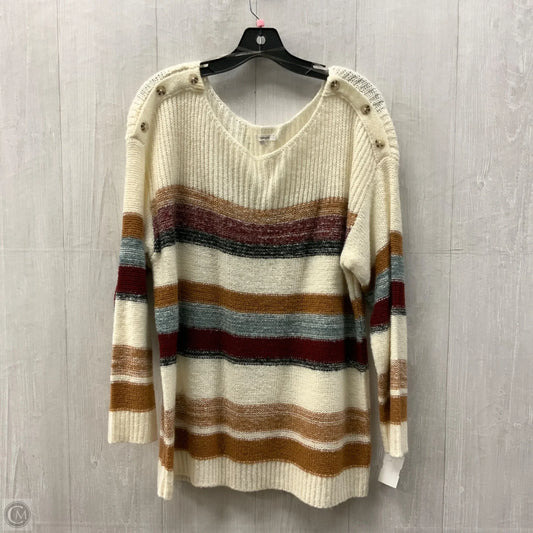 Sweater By Maurices In Cream & Red, Size: Xl