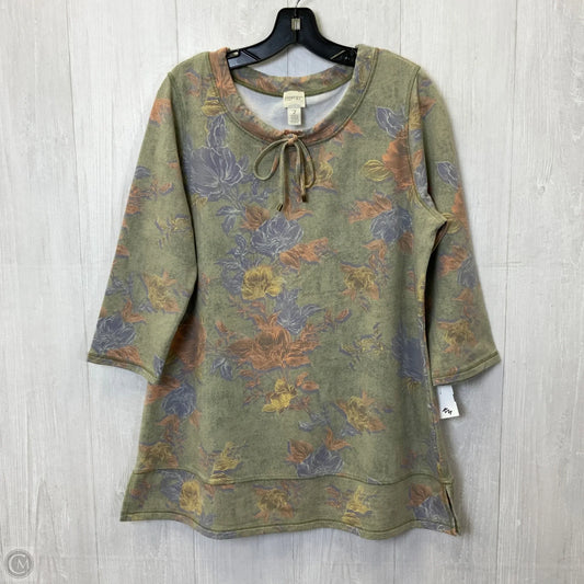 Top Long Sleeve By Zenergy By Chicos In Green & Orange, Size: L