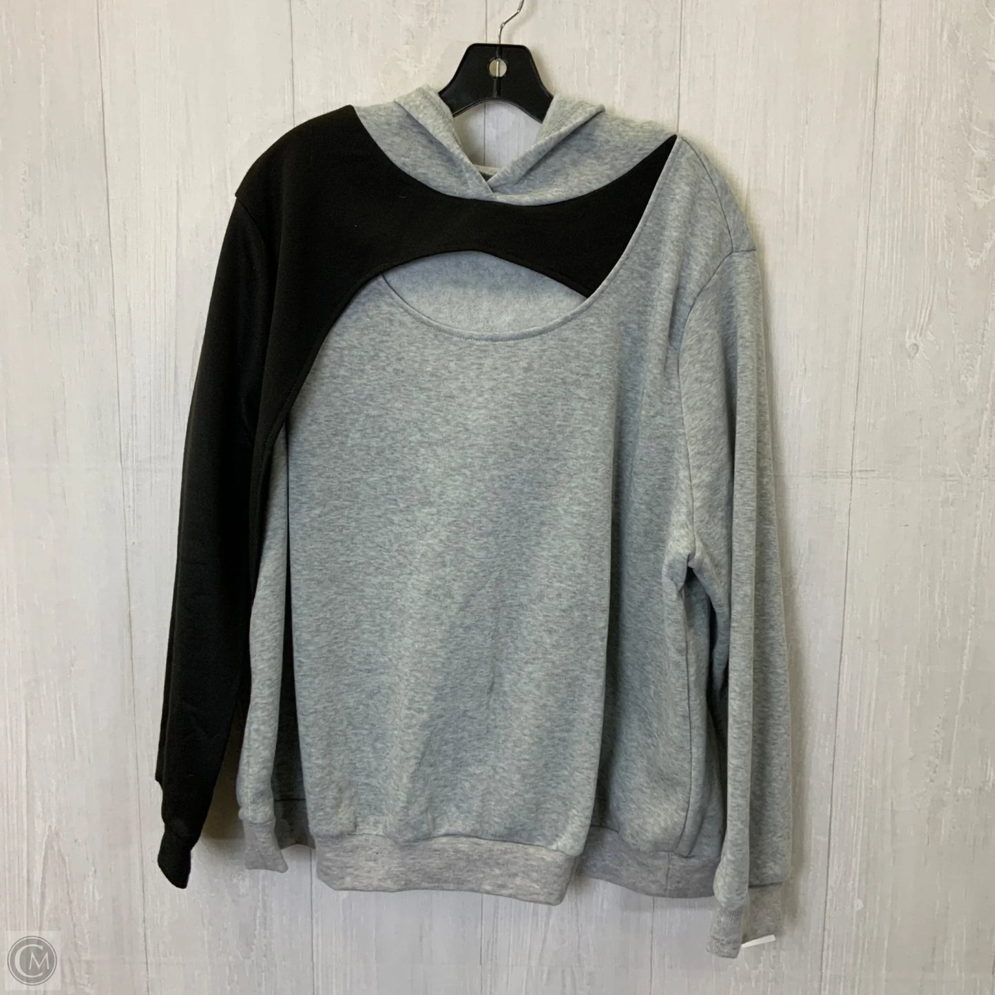 Sweatshirt Hoodie By Shein In Black & Grey, Size: 4x