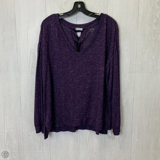 Blouse Long Sleeve By Ana In Purple, Size: Xl