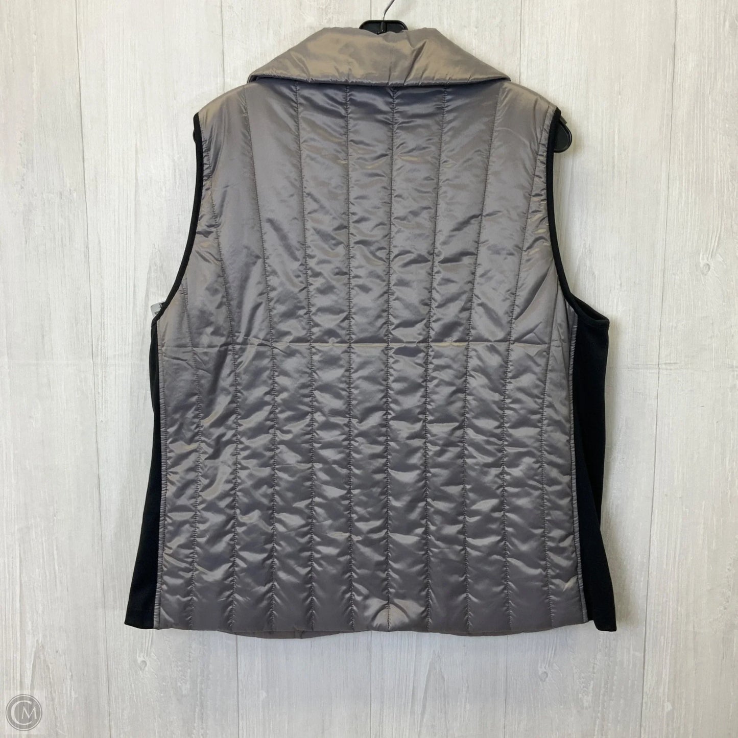 Vest Puffer & Quilted By Zenergy By Chicos In Black & Silver, Size: Xl