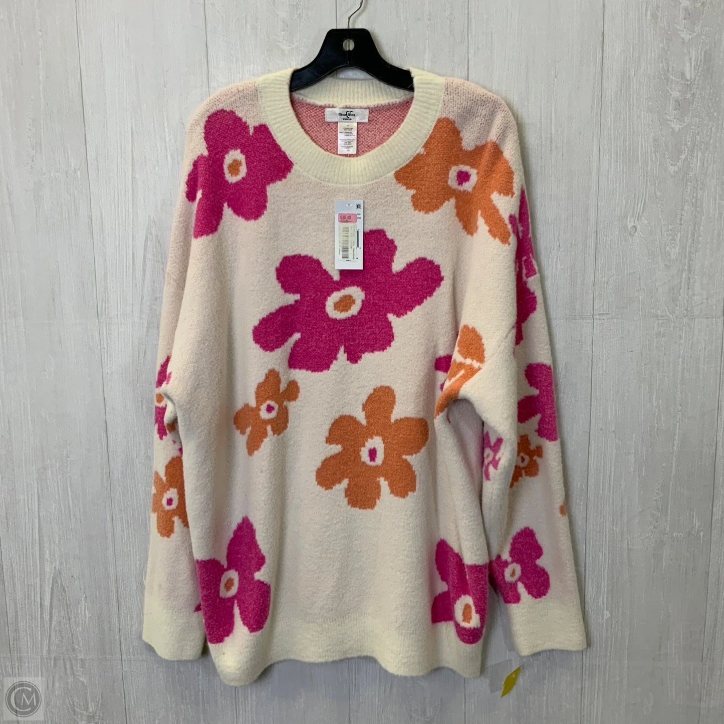 Sweater By Moa Moa In Cream & Orange, Size: 2x