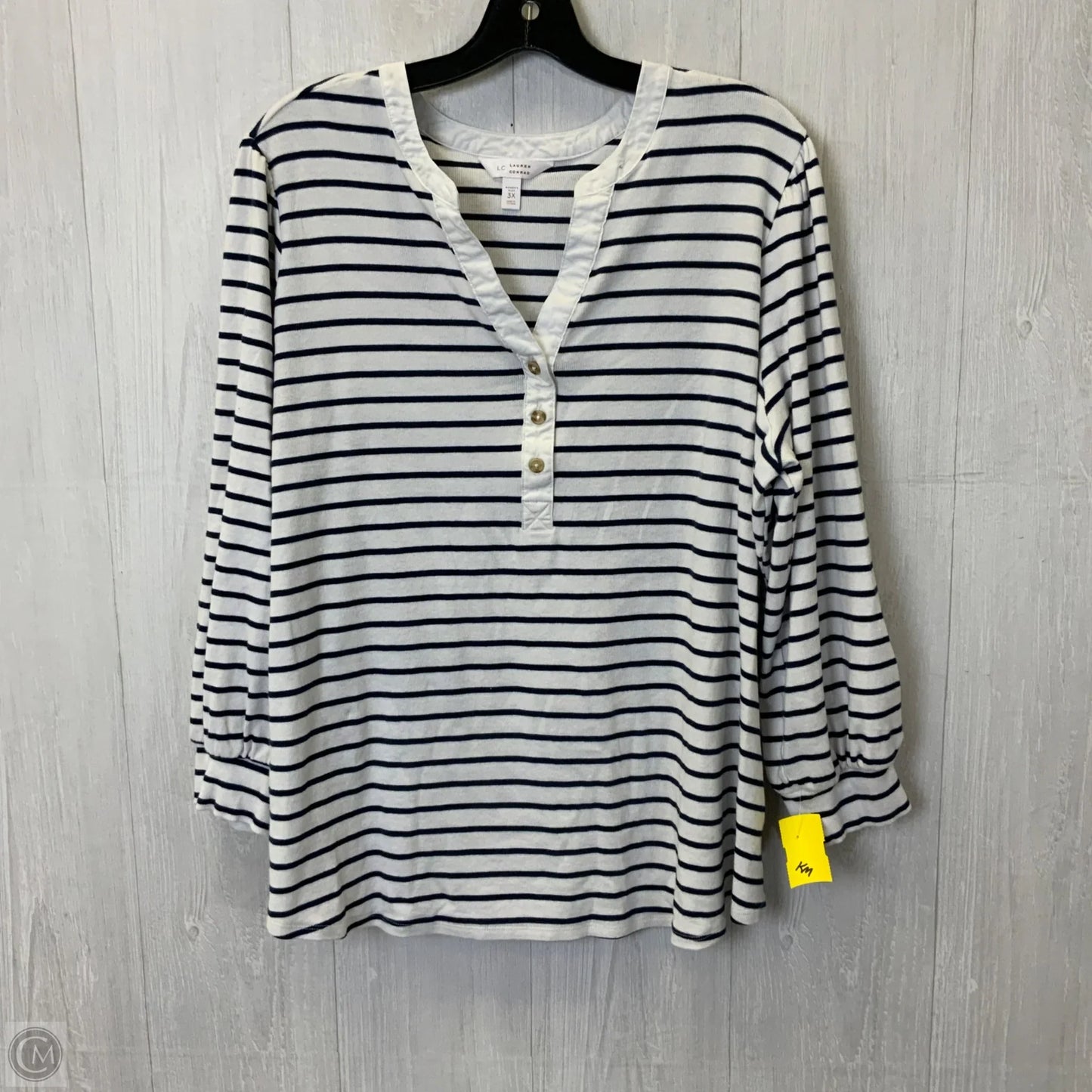 Top Long Sleeve By Lc Lauren Conrad In Striped Pattern, Size: 3x