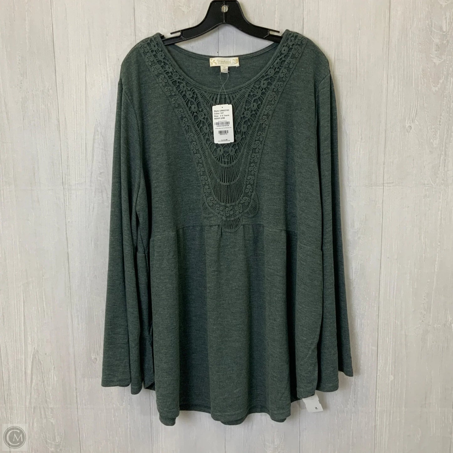 Top Long Sleeve By Suzanne Betro In Green, Size: 3x