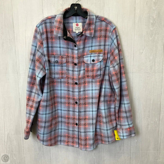 Jacket Fleece By Simply Southern In Blue & Pink, Size: L