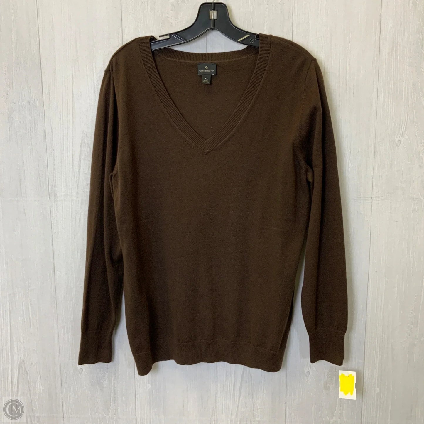 Top Long Sleeve Basic By Worthington In Brown, Size: Xl