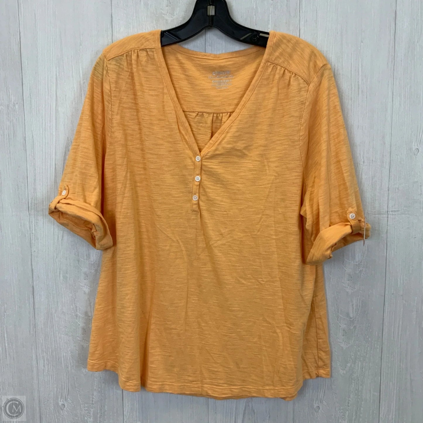 Top 3/4 Sleeve Basic By Chicos In Orange, Size: Xl