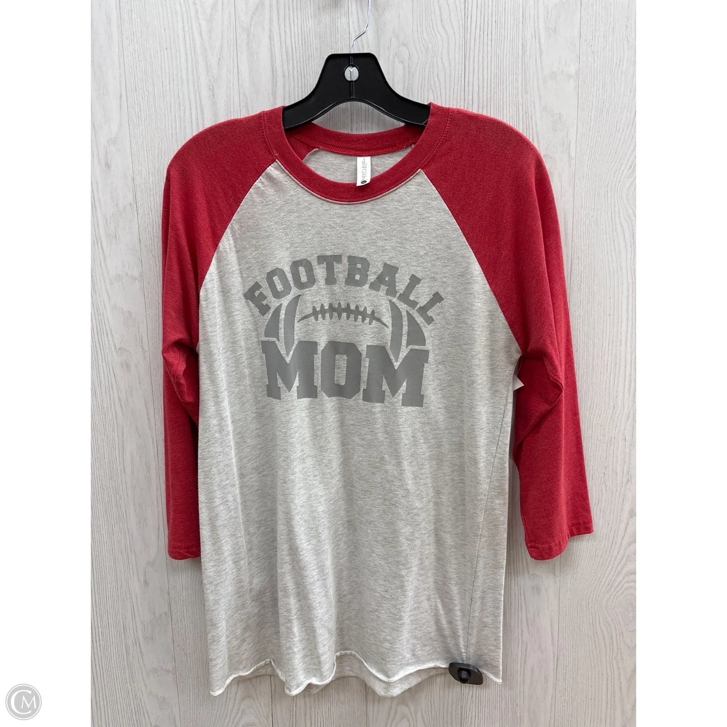 Top Long Sleeve By Next Level In Grey & Red, Size: S