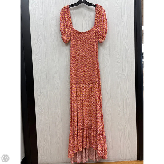 Dress Casual Maxi By Clothes Mentor In Pink & Yellow, Size: L