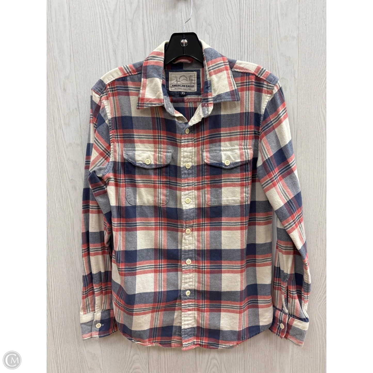 Top Long Sleeve By American Eagle In Plaid Pattern, Size: Xs