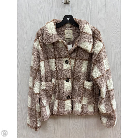 Jacket Faux Fur & Sherpa By Stoosh In Pink & Tan, Size: Xl