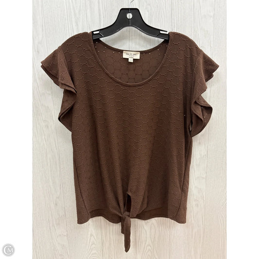 Top Short Sleeve By Kim & Cami In Brown, Size: M