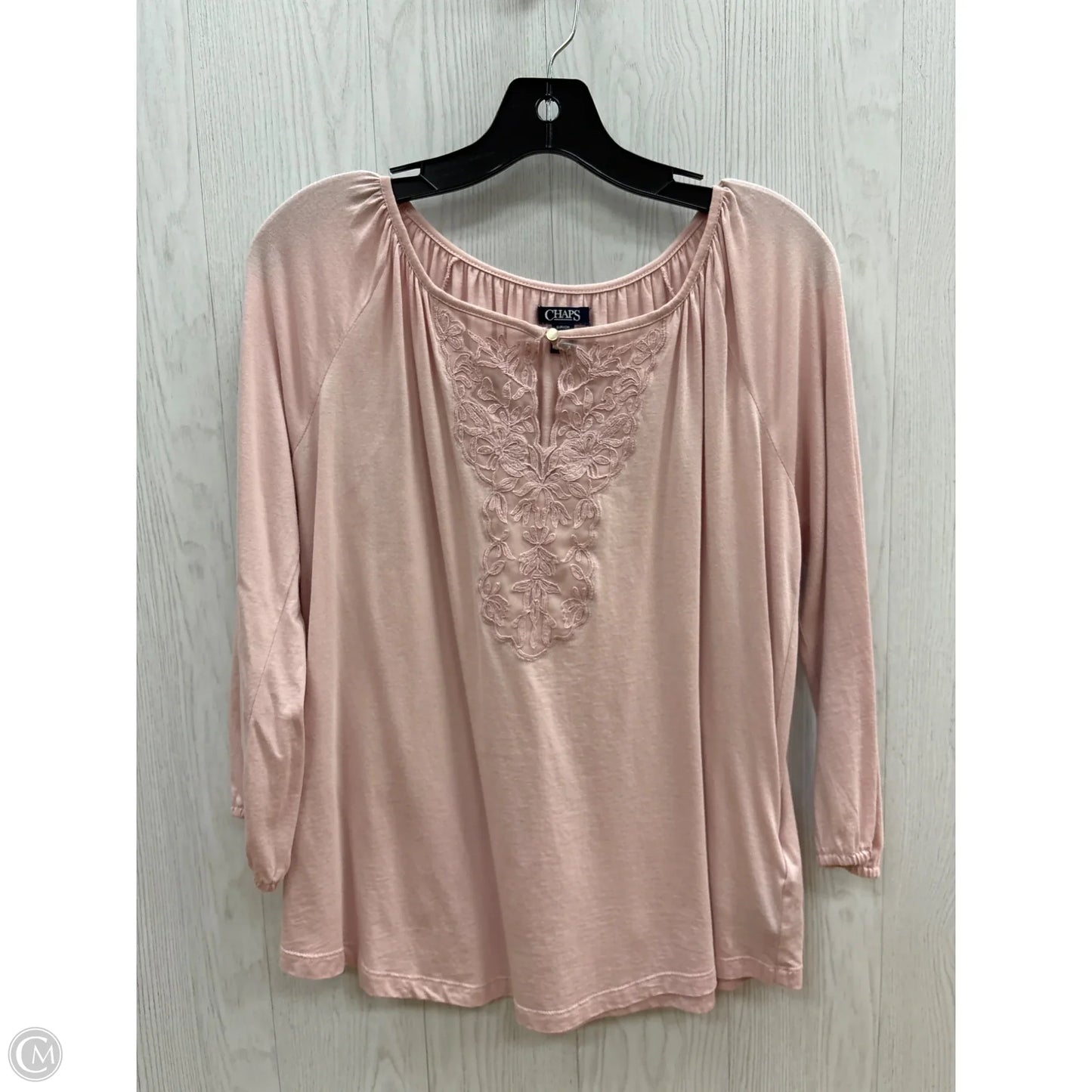 Top 3/4 Sleeve By Chaps In Pink, Size: S