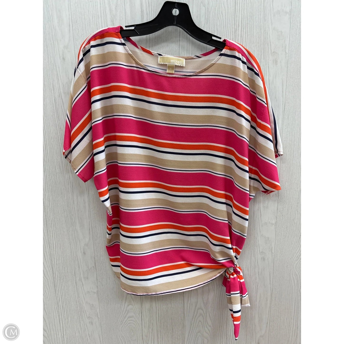 Top Short Sleeve By Michael By Michael Kors In Pink & White, Size: S