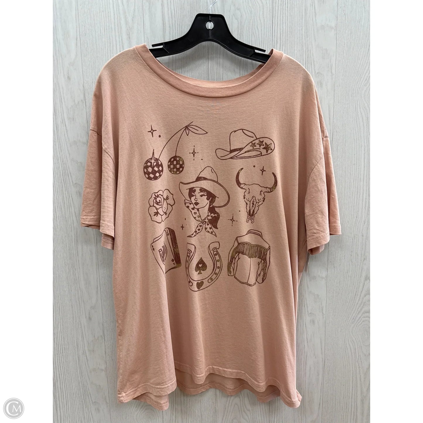 Top Short Sleeve Basic By Mighty Fine In Pink, Size: M