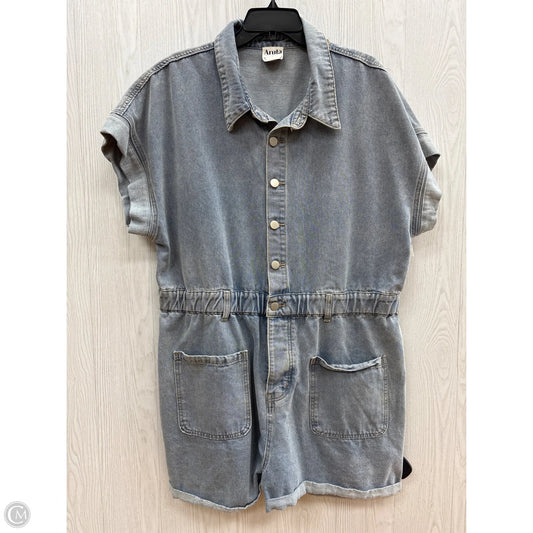 Romper By Clothes Mentor In Blue Denim, Size: Xl