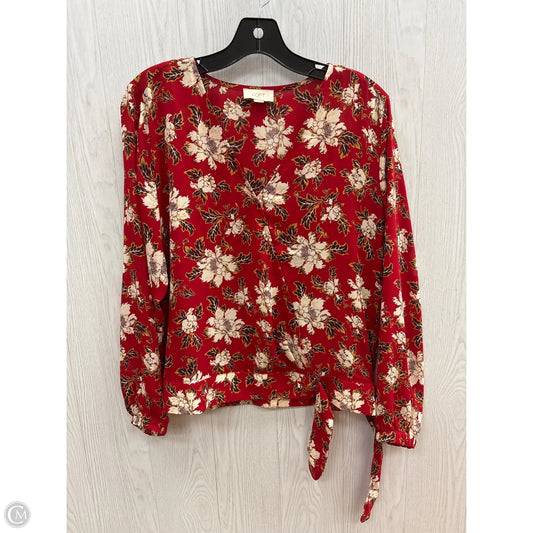 Top Long Sleeve By Loft In Red, Size: S