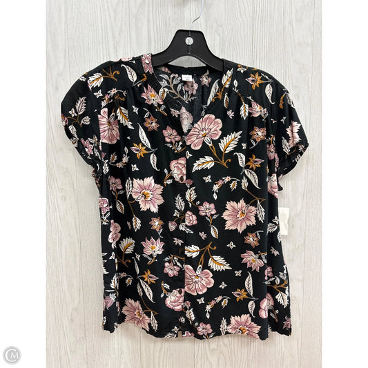 Top Short Sleeve By Old Navy In Black Floral, Size: S