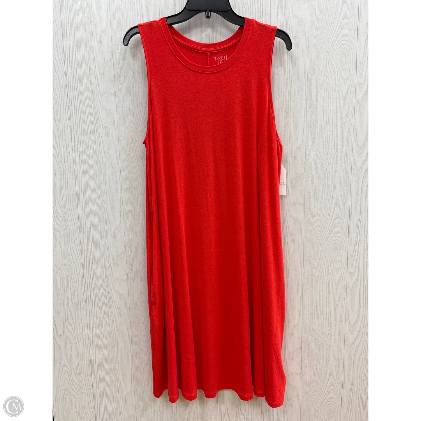 Dress Casual Midi By Time And Tru In Red, Size: Xl