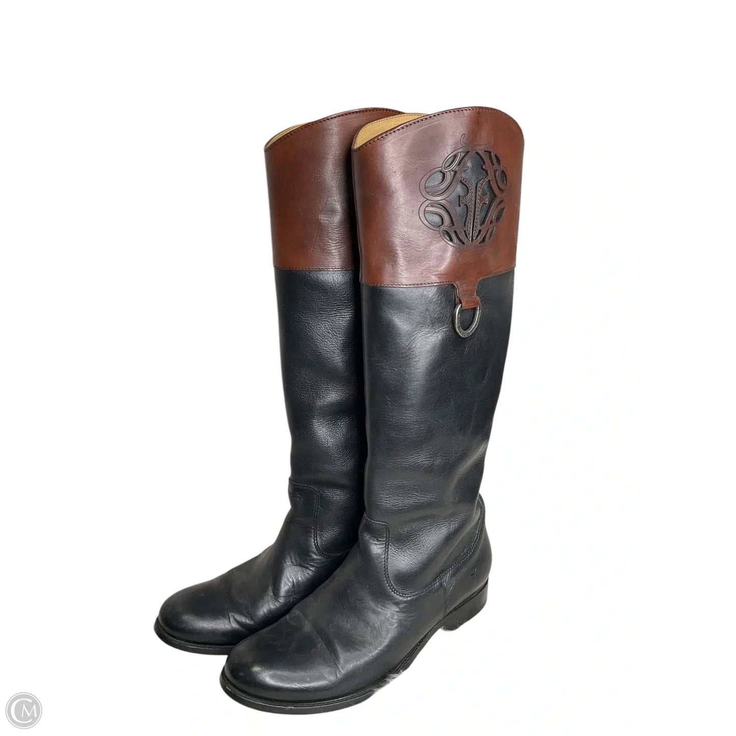 Boots Designer By Frye In Black & Brown, Size: 10