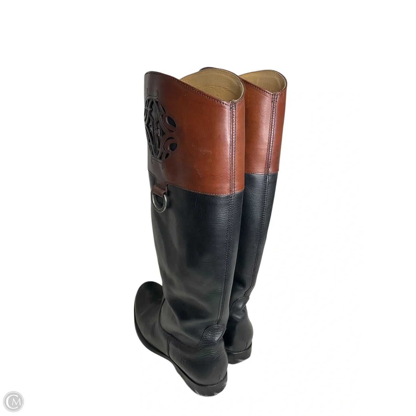 Boots Designer By Frye In Black & Brown, Size: 10