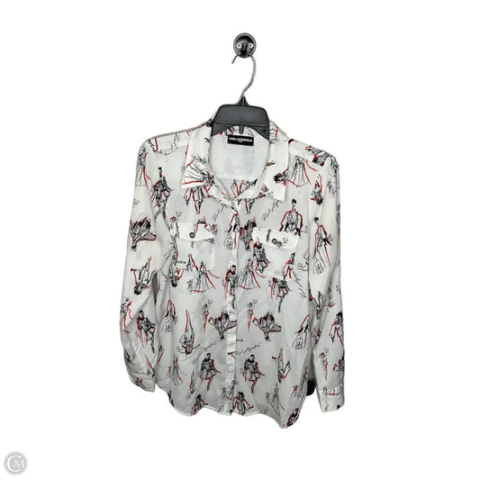 Top Long Sleeve Designer By Karl Lagerfeld In White, Size: M