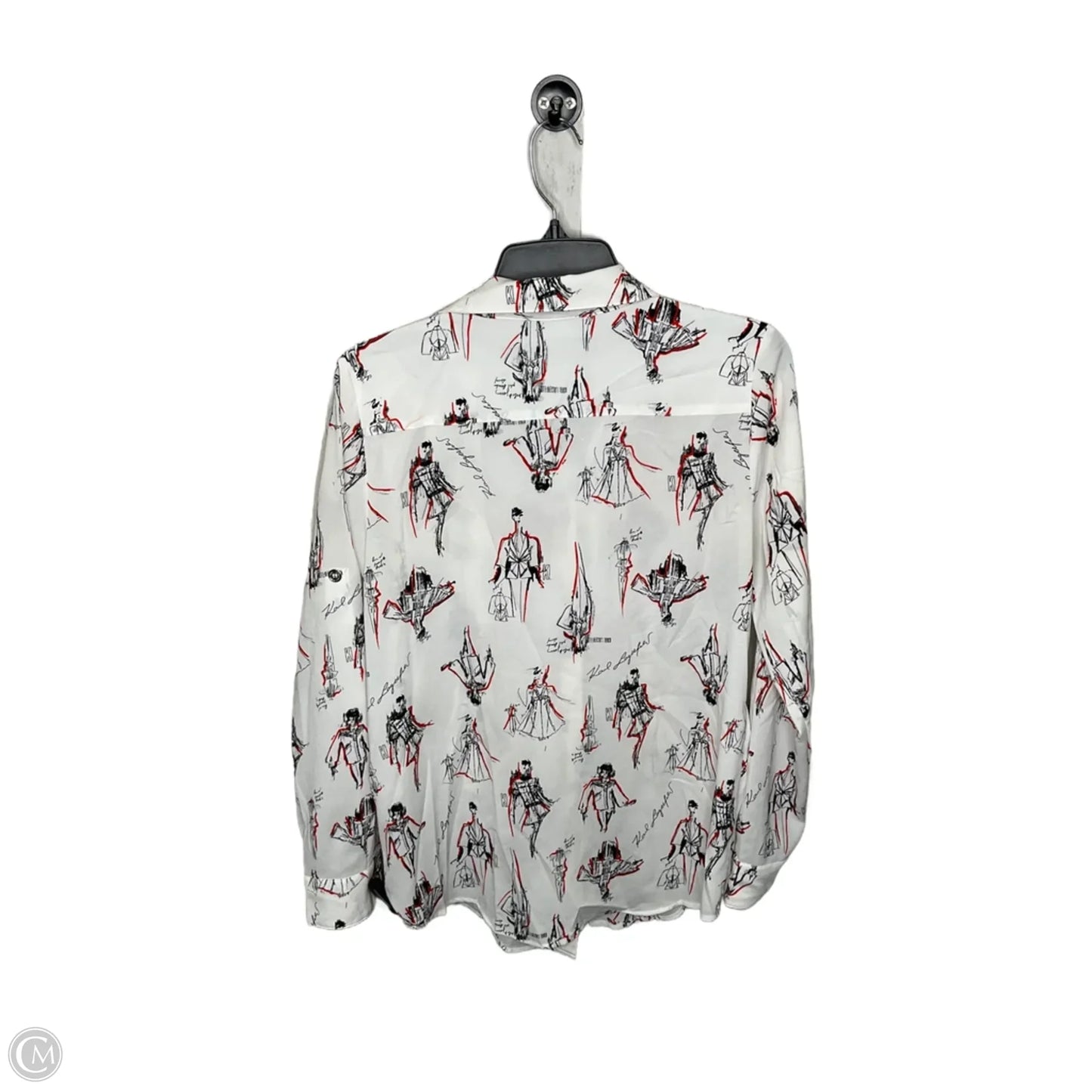 Top Long Sleeve Designer By Karl Lagerfeld In White, Size: M