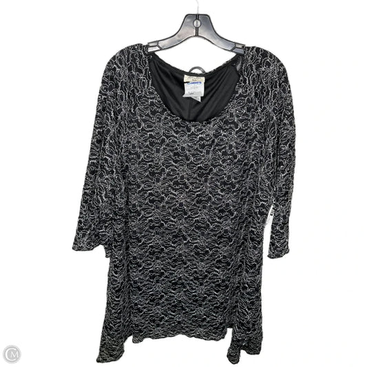 Top 3/4 Sleeve By Brittany Black In Black, Size: 3x