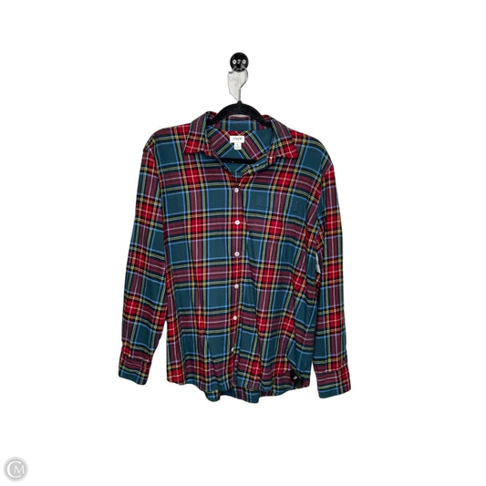 Top Long Sleeve By J. Crew In Plaid Pattern, Size: S