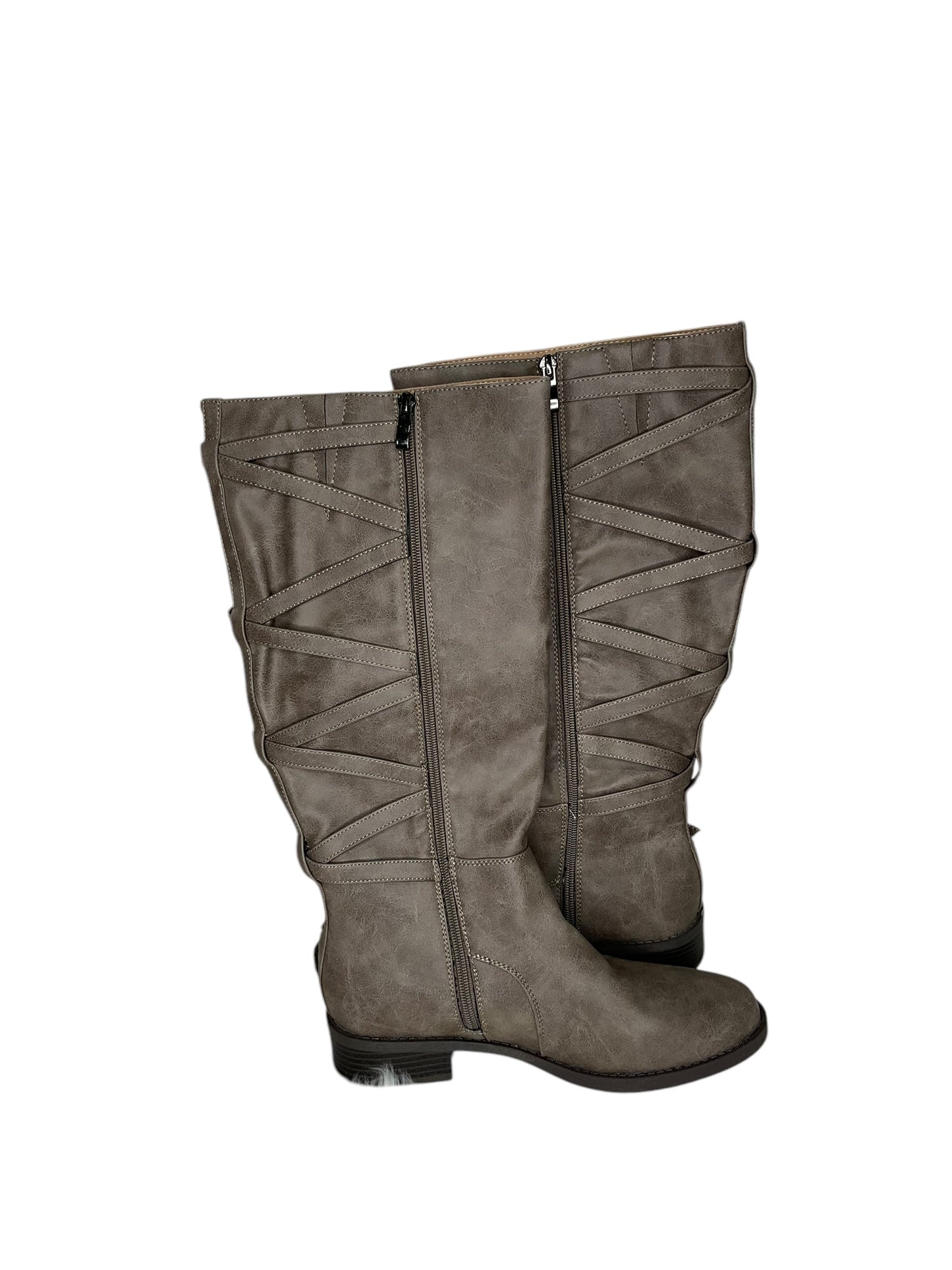 Boots Knee Heels By Clothes Mentor In Grey, Size: 8.5