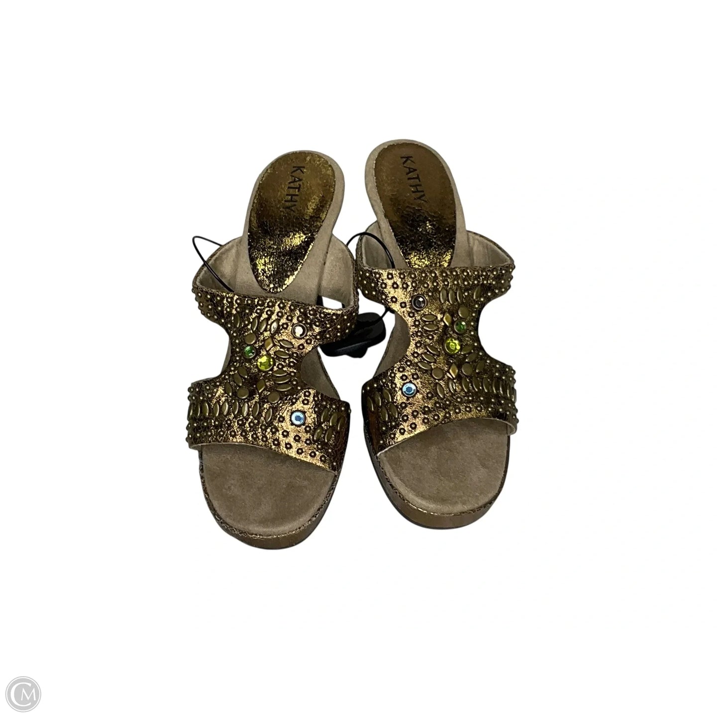 Shoes Heels Stiletto By Kathy Van Zeeland In Gold & Tan, Size: 7.5