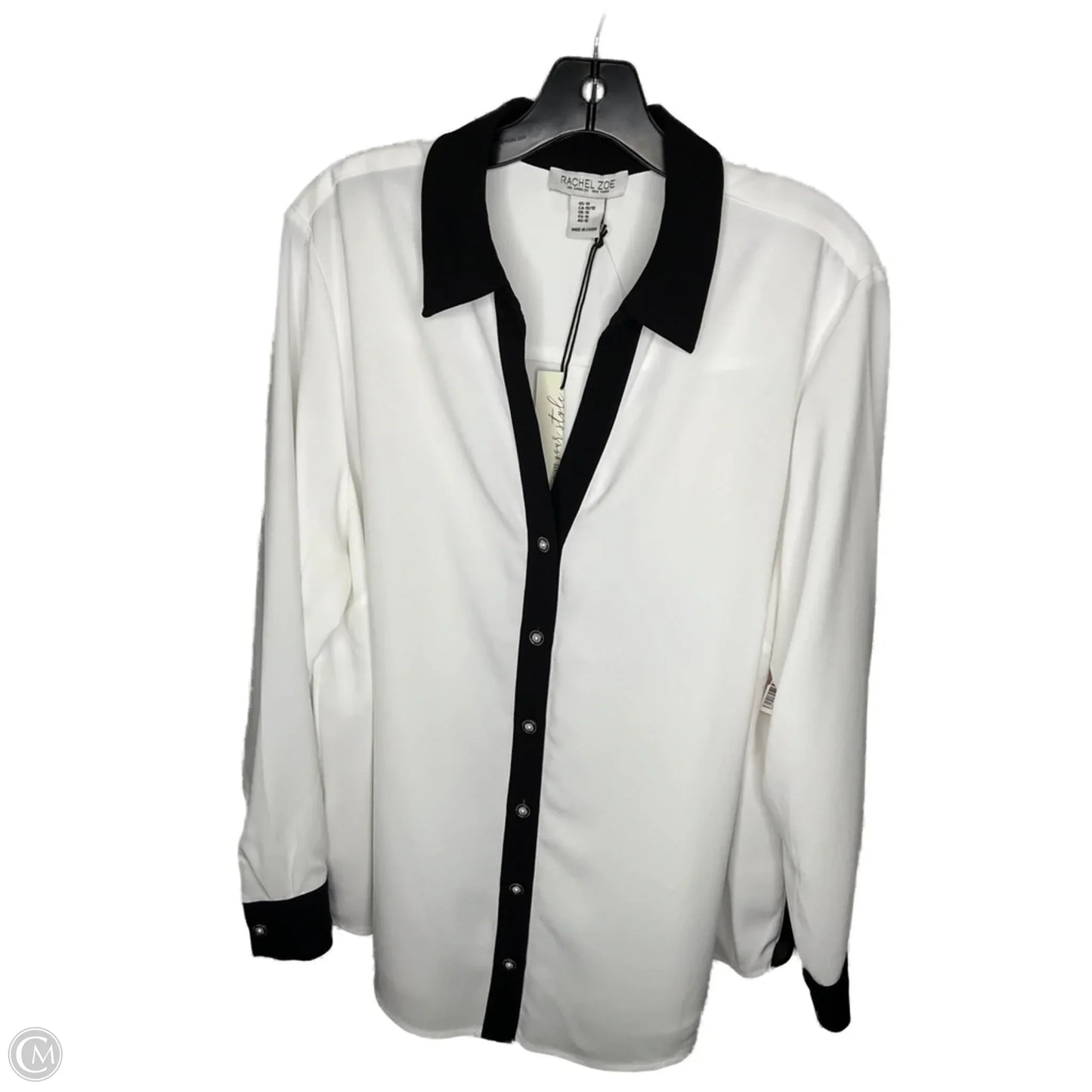 Blouse Long Sleeve By Rachel Zoe In Black & White, Size: 1x