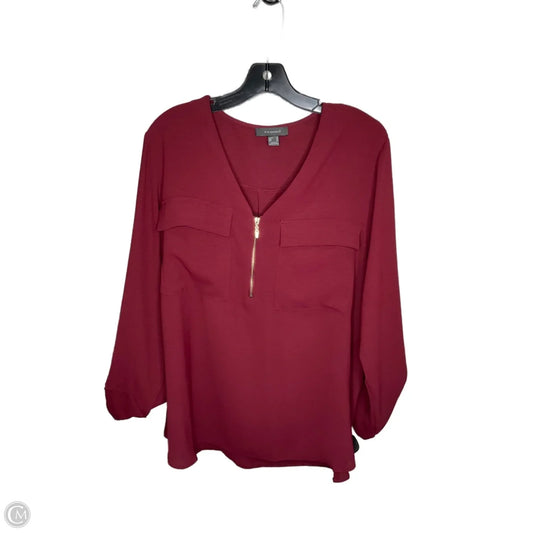 Blouse Long Sleeve By Clothes Mentor In Maroon, Size: 14
