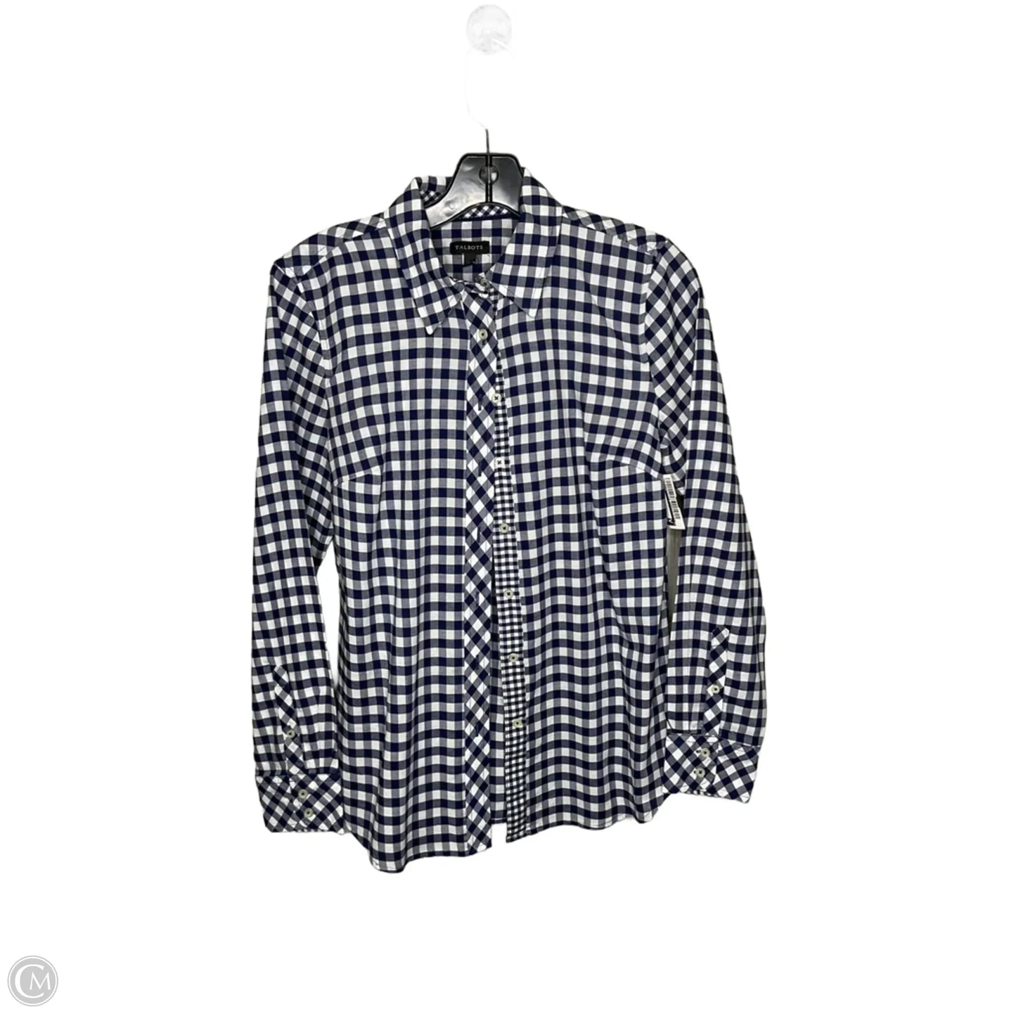 Blouse Long Sleeve By Talbots In Blue & White, Size: Xs