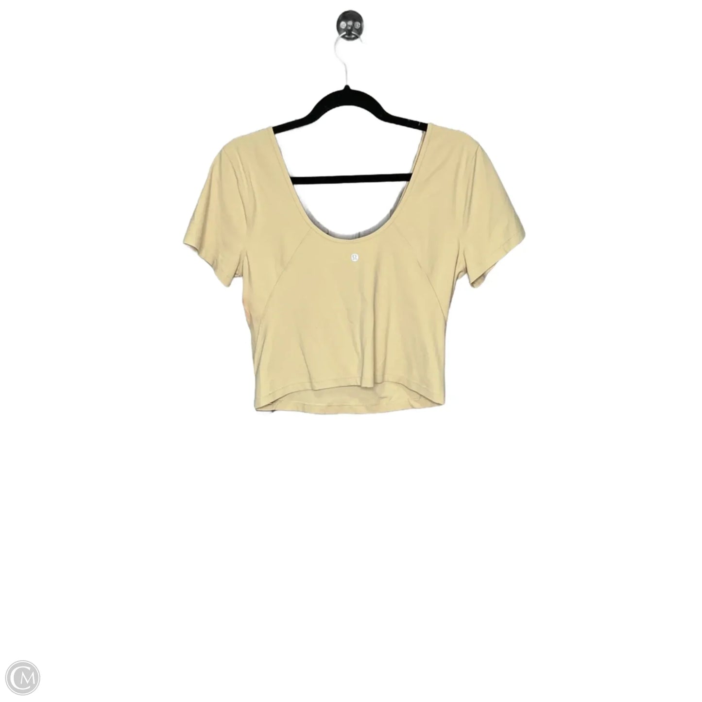 Athletic Top Short Sleeve By Lululemon In Tan, Size: 12