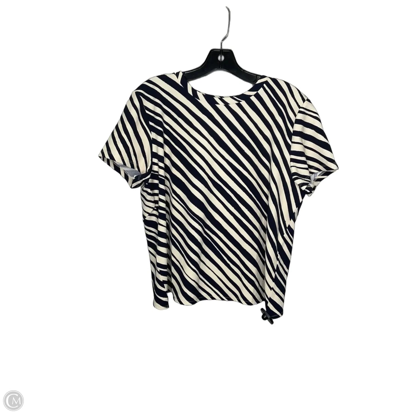 Top Short Sleeve By Ann Taylor In Striped Pattern, Size: L