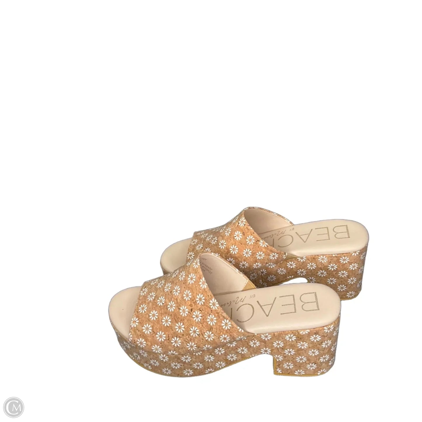 Sandals Heels Wedge By Clothes Mentor In Tan, Size: 8