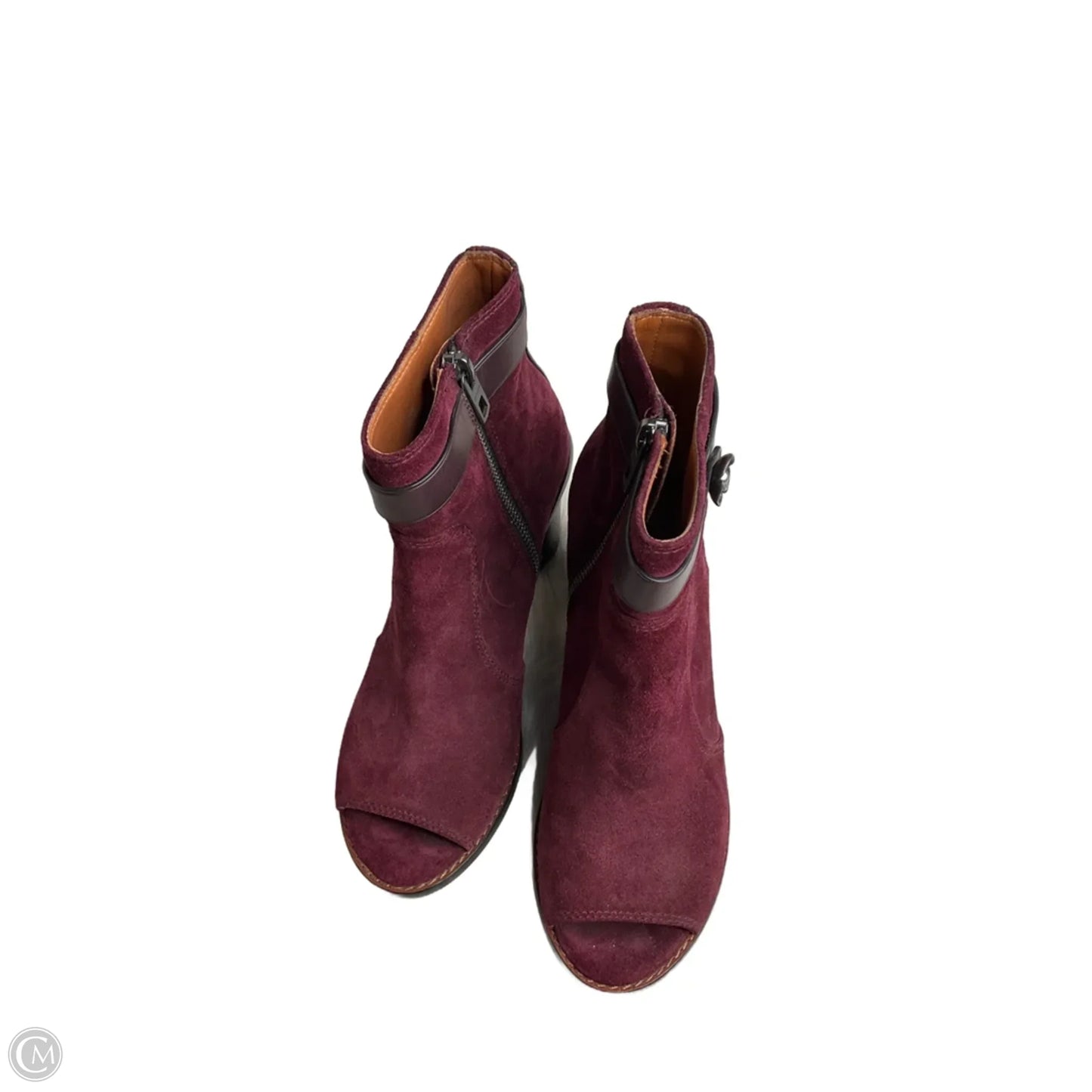 Boots Designer By Coach In Maroon, Size: 6