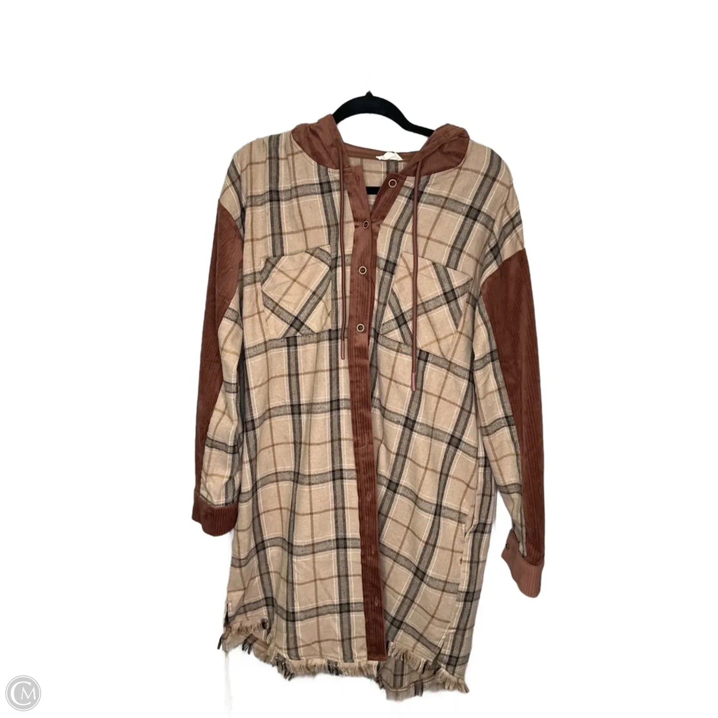 Top Long Sleeve By Hem & Thread In Plaid Pattern, Size: L