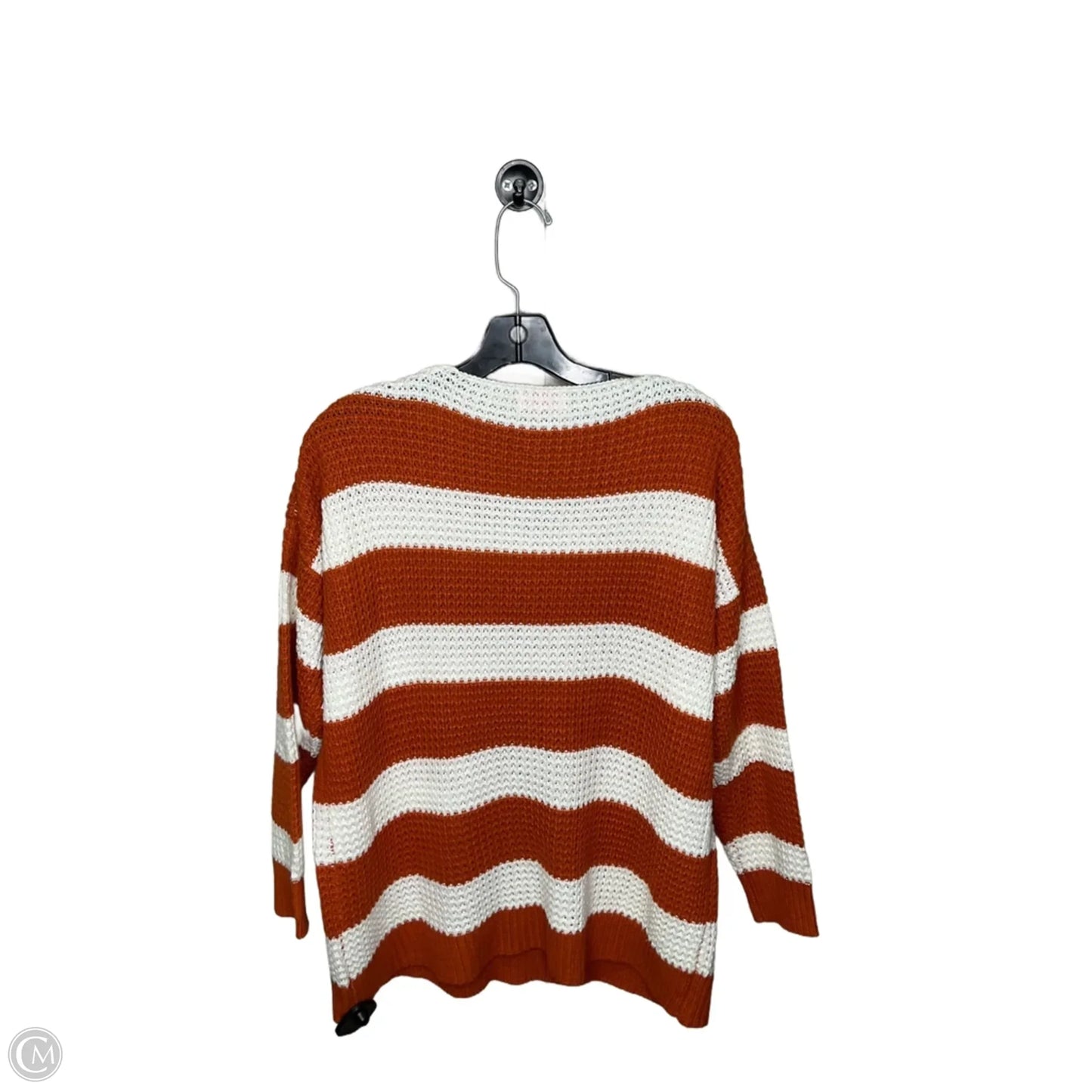 Sweater By Pink Lily In Orange & White, Size: S