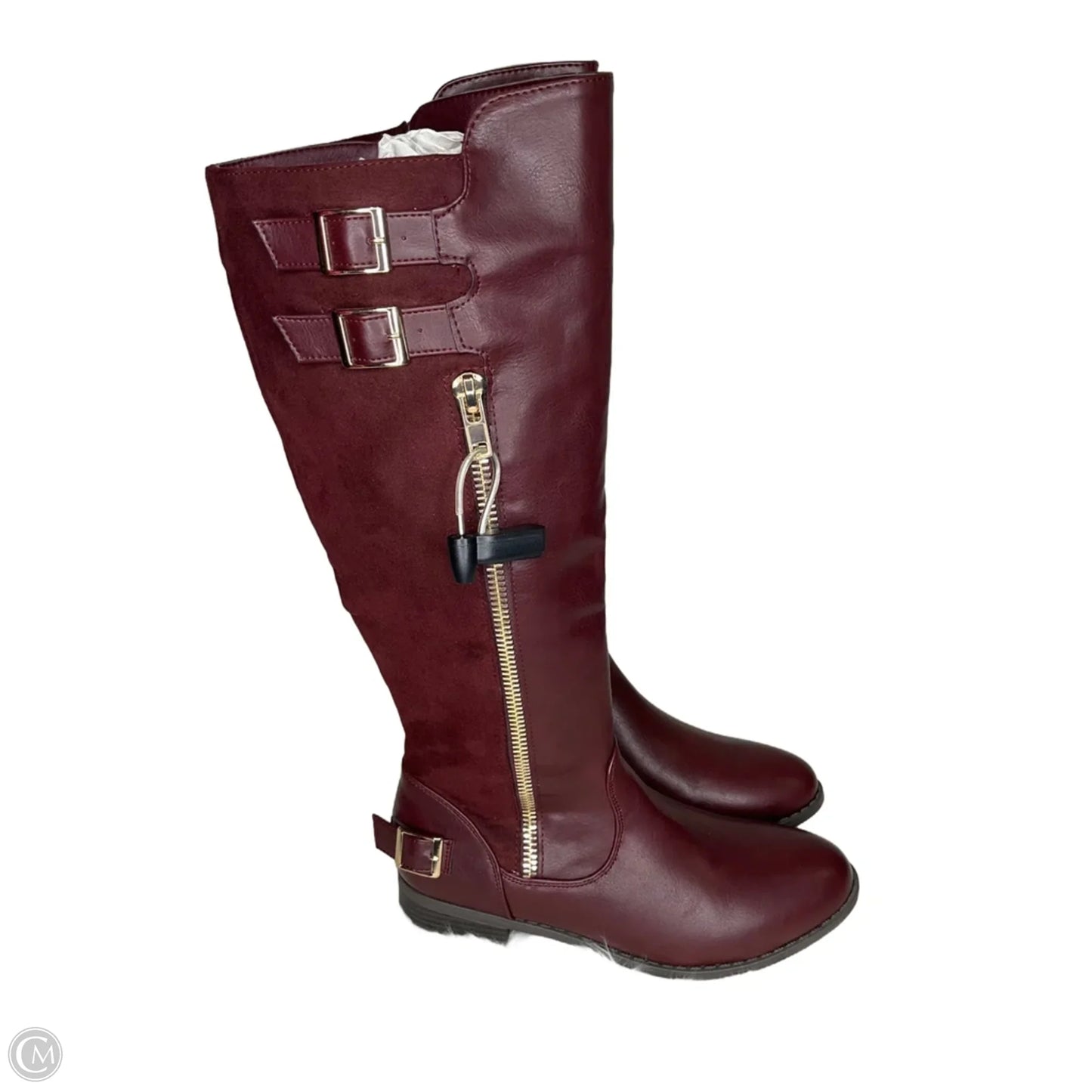Boots Knee Flats By Justfab In Maroon, Size: 10