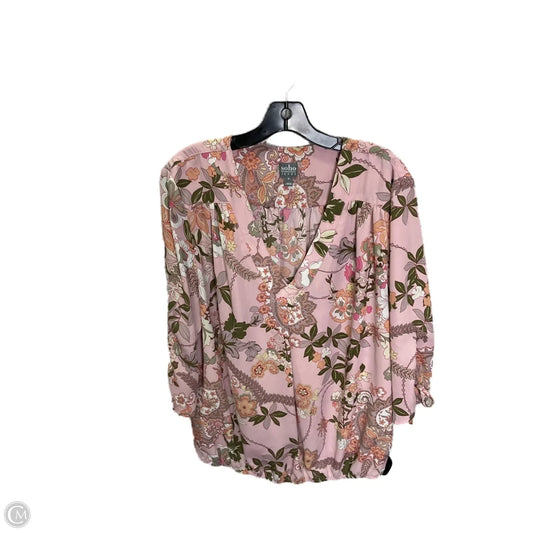 Top 3/4 Sleeve By Soho Design Group In Floral Print, Size: Xl