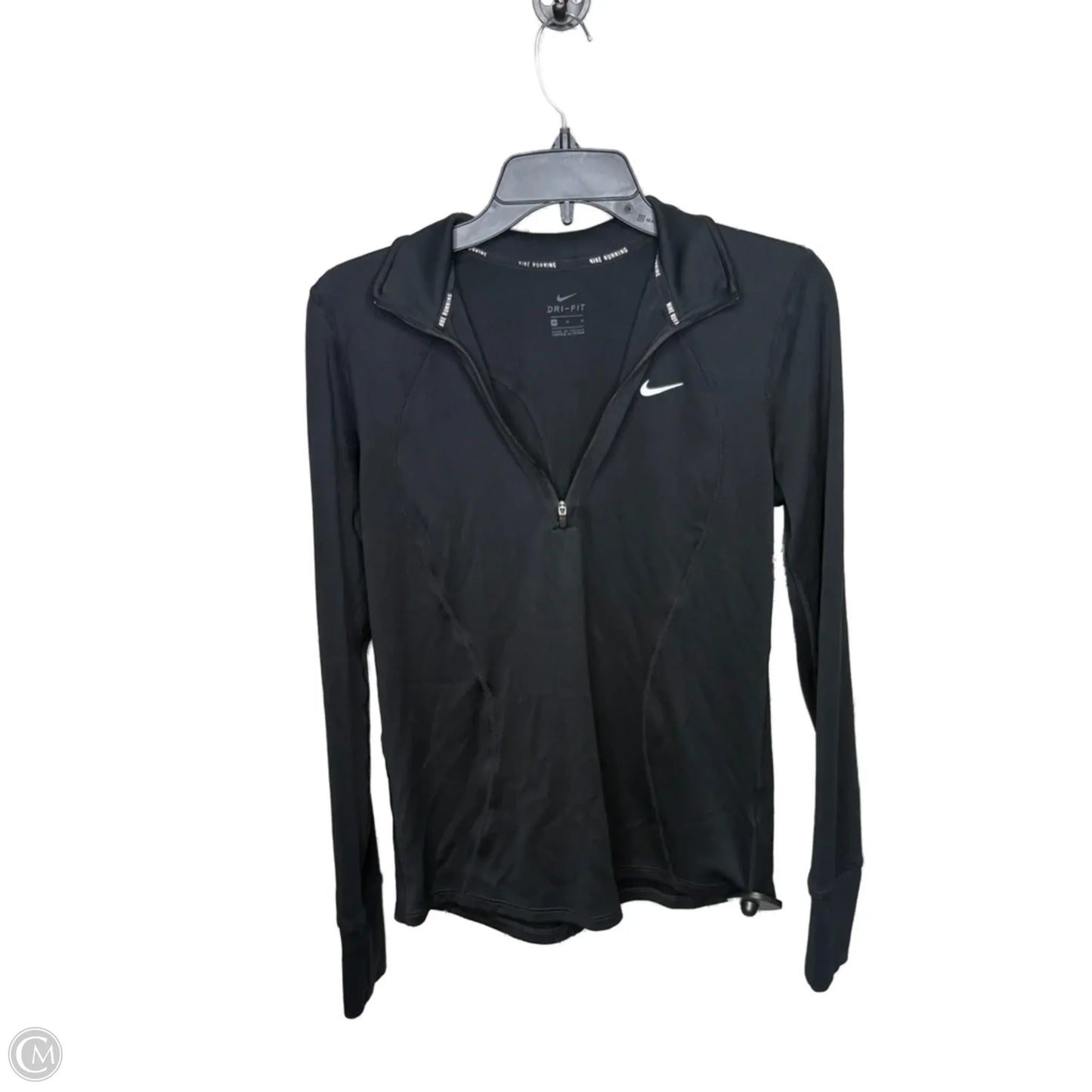 Athletic Top Long Sleeve Collar By Nike Apparel In Black, Size: M