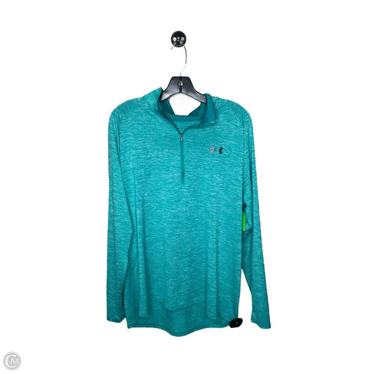 Athletic Top Long Sleeve Collar By Under Armour In Teal, Size: Xl